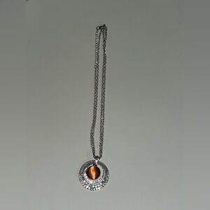 Elegant Silver and Brown Pendant Necklace
